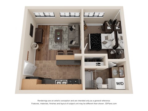 Floor plan for 1 bed, 1 bath, 800 sqft